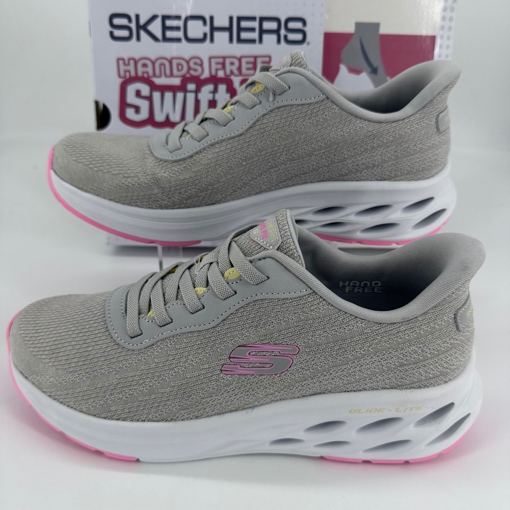Skechers Hands Free Slip-ins Swift Fit Gray Pink Sneakers 179350S Womens 7.5